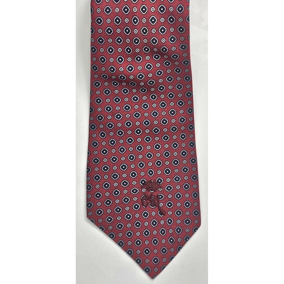 Vintage Woolf Brothers Countess Mara Tie Geometric Logo Red Black Blue Irregular - Picture 5 of 8